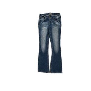 Reign Curvy Bootcut Women's 7 Tall Dark Wash Blue Denim Jeans
